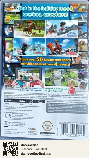 Go Vacation Nintendo Switch, PAL box back