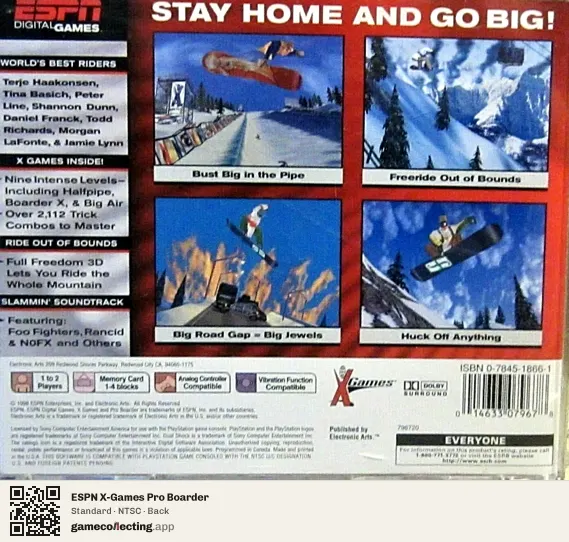 ESPN X-Games Pro Boarder PlayStation, NTSC box back
