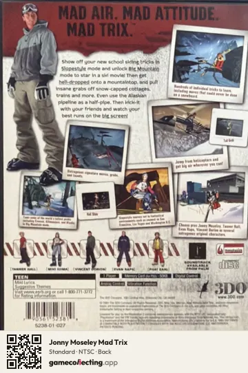 Jonny Moseley Mad Trix PlayStation 2, NTSC box back