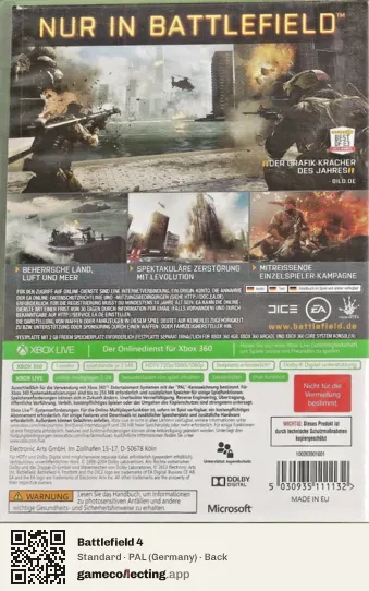 Battlefield 4 Xbox 360, Germany box back