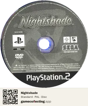 Nightshade PlayStation 2, PAL disc