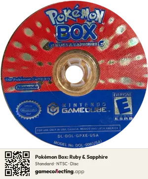 Pokémon Box: Ruby & Sapphire Nintendo GameCube, NTSC disc
