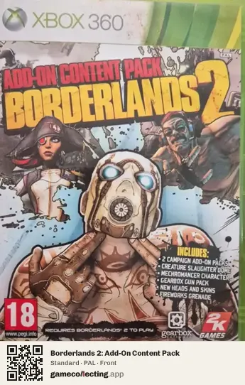 Borderlands 2: Add-On Content Pack Xbox 360, PAL box front