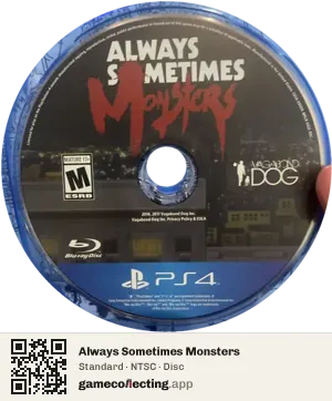 Always Sometimes Monsters PlayStation 4, NTSC disc