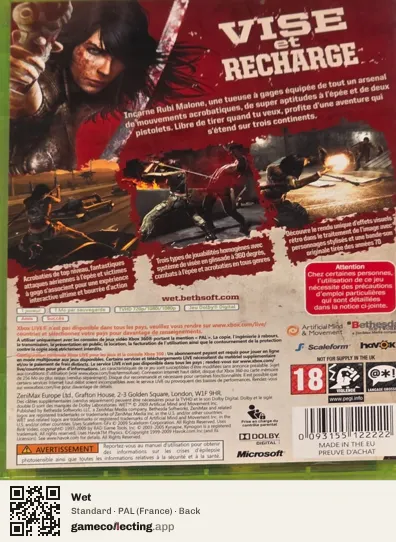 Wet Xbox 360, France box back