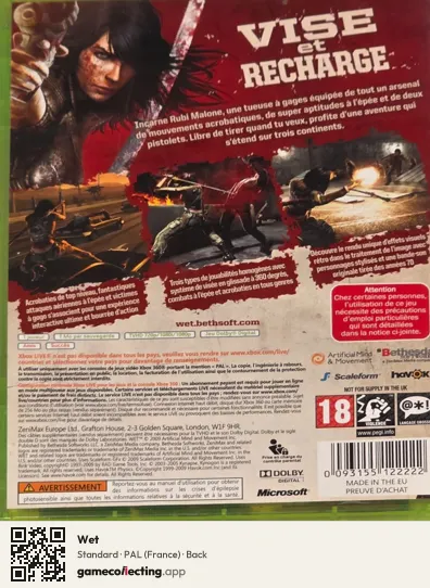 Wet Xbox 360, France box back