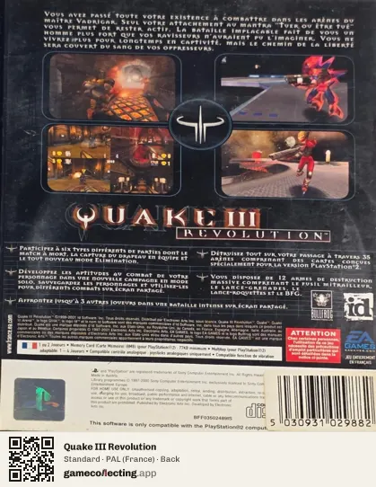 Quake III Revolution PlayStation 2, France box back