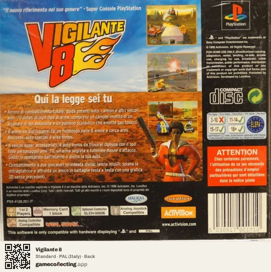 Vigilante 8 PlayStation, Italy box back