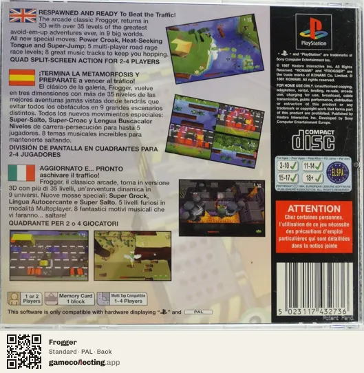 Frogger PlayStation, PAL box back