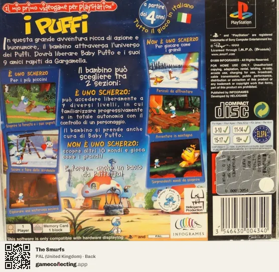 The Smurfs PlayStation, United Kingdom box back