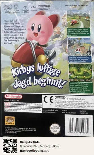 Kirby Air Ride Nintendo GameCube, Germany box back