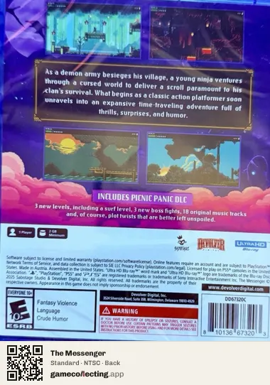 The Messenger PlayStation 5, NTSC box back