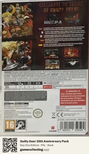 Guilty Gear 20th Anniversary Pack Nintendo Switch, PAL box back