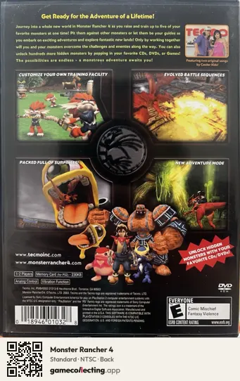 Monster Rancher 4 PlayStation 2, NTSC box back