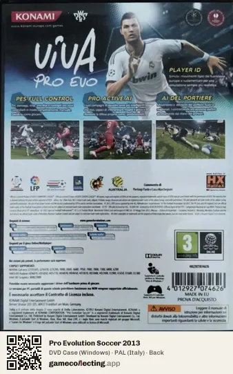 Pro Evolution Soccer 2013 Computer, Italy box back