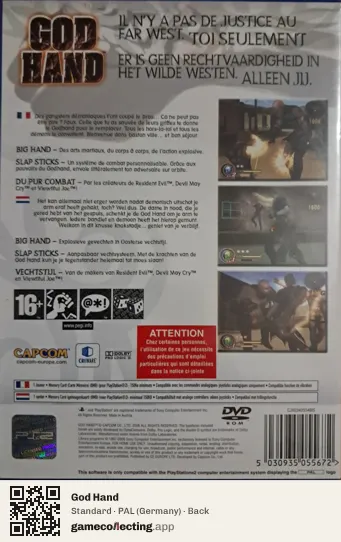 God Hand PlayStation 2, Germany box back