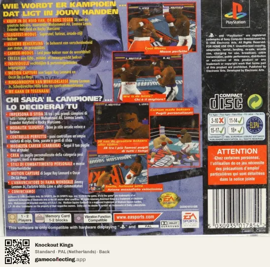 Knockout Kings PlayStation, Netherlands box back