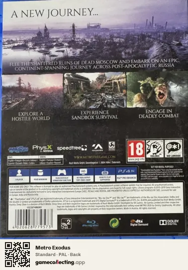 Metro Exodus PlayStation 4, PAL box back