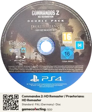 Commandos 2: HD Remaster / Praetorians: HD Remaster PlayStation 4, PAL disc
