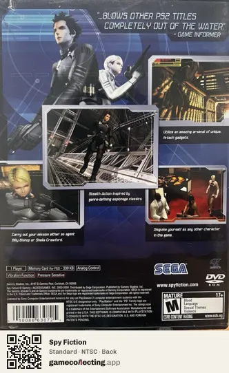 Spy Fiction PlayStation 2, NTSC box back