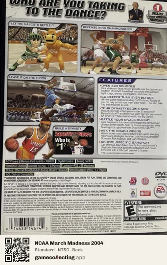 NCAA March Madness 2004 PlayStation 2, NTSC box back