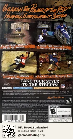 NFL Street 2 Unleashed PlayStation Portable, NTSC box back