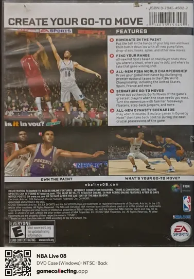 NBA Live 08 Computer, NTSC box back
