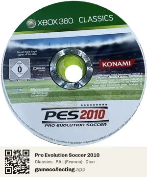 Pro Evolution Soccer 2010 Xbox 360, PAL disc
