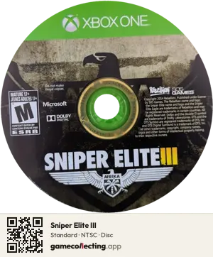 Sniper Elite III Xbox One, NTSC disc