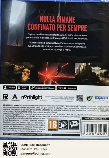 CONTROL: Resonant PlayStation 5, PAL box back