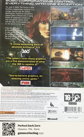 Perfect Dark Zero Xbox 360, PAL box back