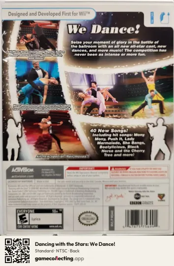 Dancing with the Stars: We Dance! Nintendo Wii, NTSC box back