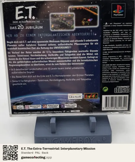 E.T. The Extra-Terrestrial: Interplanetary Mission PlayStation, PAL box back