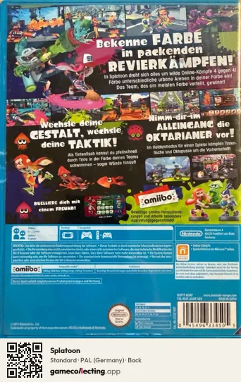 Splatoon Nintendo Wii U, Germany box back