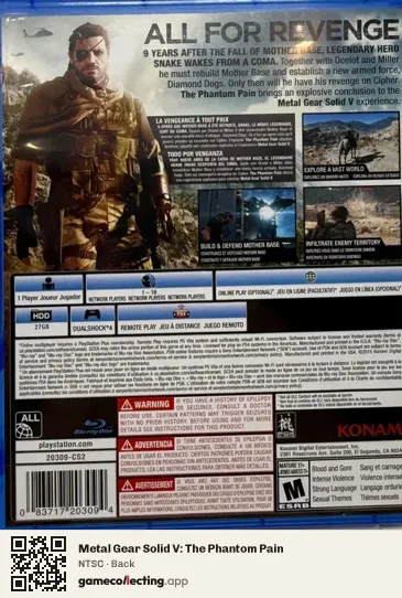 Metal Gear Solid V: The Phantom Pain PlayStation 4, NTSC box back