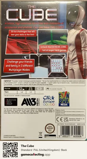The Cube Nintendo Switch, United Kingdom box back