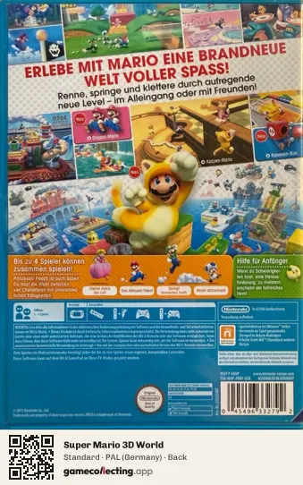 Super Mario 3D World Nintendo Wii U, Germany box back
