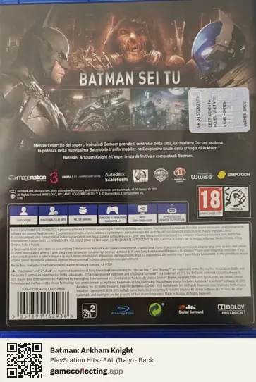 Batman: Arkham Knight PlayStation 4, Italy box back