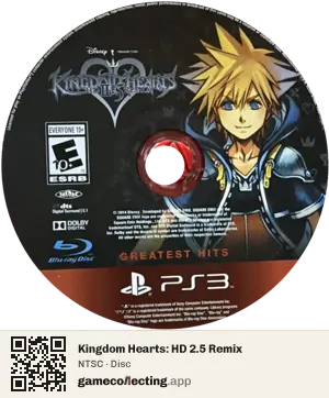 Kingdom Hearts: HD 2.5 Remix PlayStation 3, NTSC disc