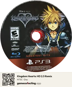Kingdom Hearts: HD 2.5 Remix PlayStation 3, NTSC disc