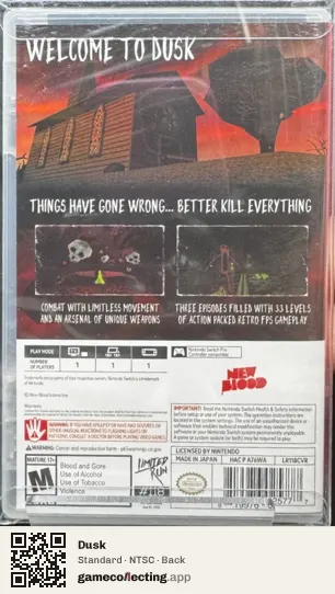 Dusk Nintendo Switch, NTSC box back