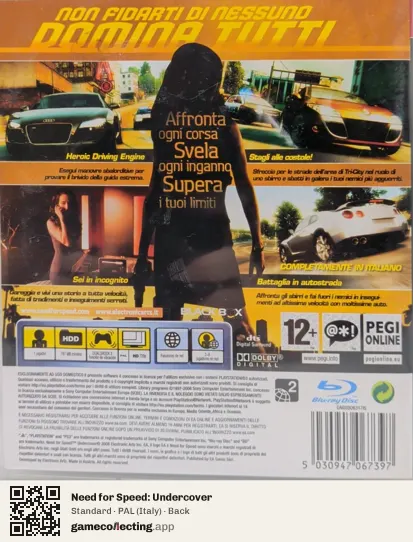 Need for Speed: Undercover PlayStation 3, Italy box back