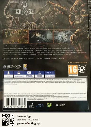 Demons Age PlayStation 4, PAL box back