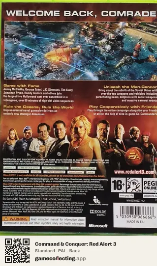 Command & Conquer: Red Alert 3 Xbox 360, PAL box back