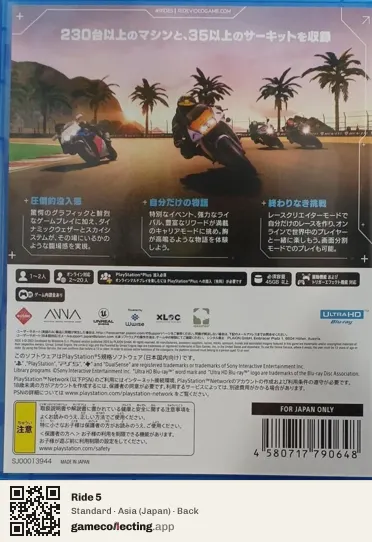 Ride 5 PlayStation 5, Asia box back