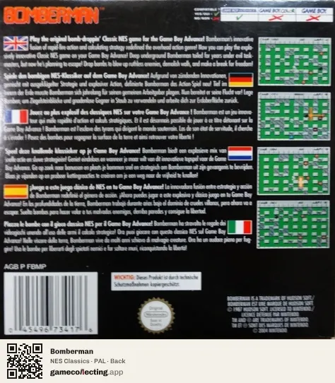 Bomberman Game Boy Advance, PAL box back