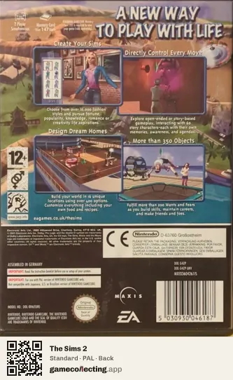 The Sims 2 Nintendo GameCube, PAL box back