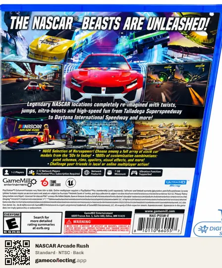 NASCAR Arcade Rush PlayStation 5, NTSC box back