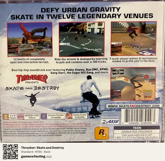 Thrasher: Skate and Destroy PlayStation, NTSC box back