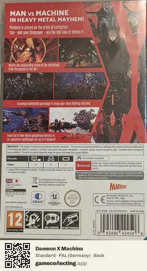 Daemon X Machina Nintendo Switch, Germany box back